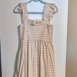 Charming Cream Gingham Kids Dress